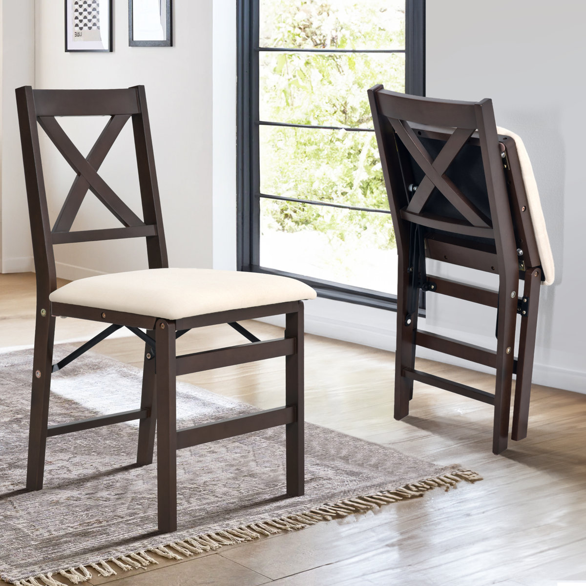 Gracie Oaks Padded Folding Dining Chairs Folding Chair Set &amp; Reviews ...